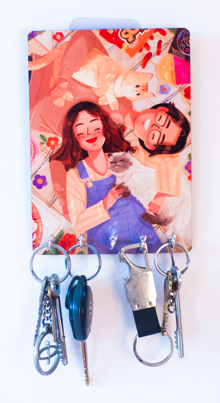 Katha Plates 5-Hook Keyholder • Multicolor • 5″×7″ • MDF • Wall-Mounted for Entryway (Everyday Love)