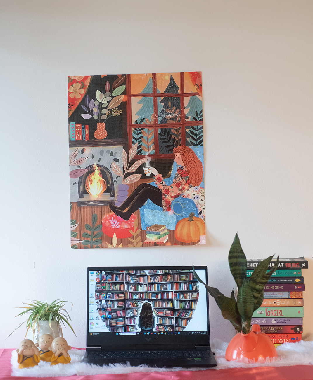 Everyday Life Katha Plate Tapestry • Multicolor • 17″×22″ • Canvas • Wall Décor for Living Room (Fireside Bliss)