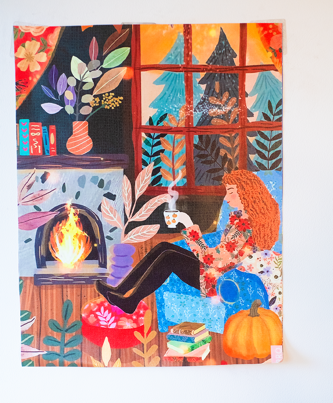 Everyday Life Katha Plate Tapestry • Multicolor • 17″×22″ • Canvas • Wall Décor for Living Room (Fireside Bliss)