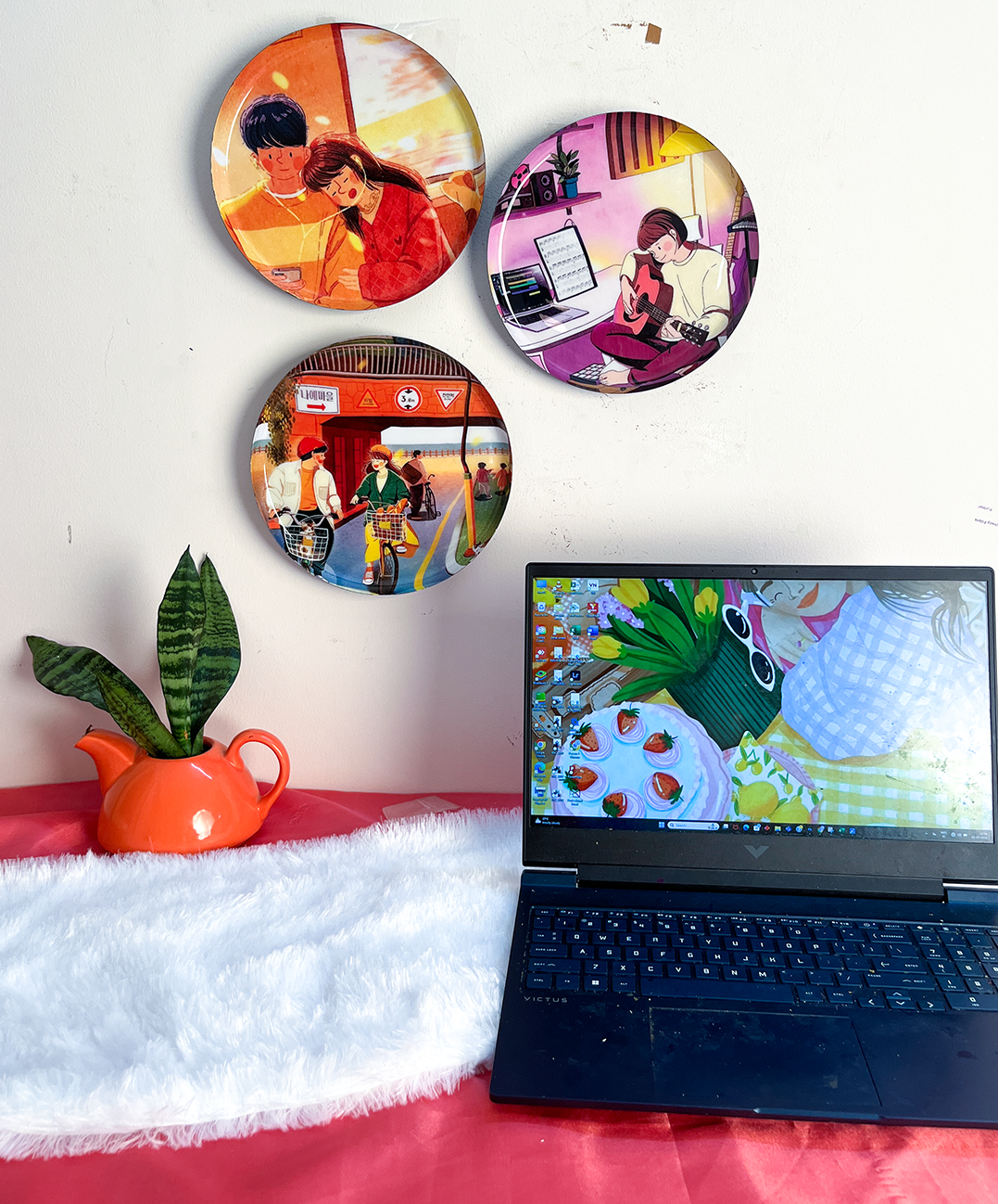 Everyday Romance 1| 10" Metal Wall Hanging Plates with Pre-Attached Hooks (Set of 3)