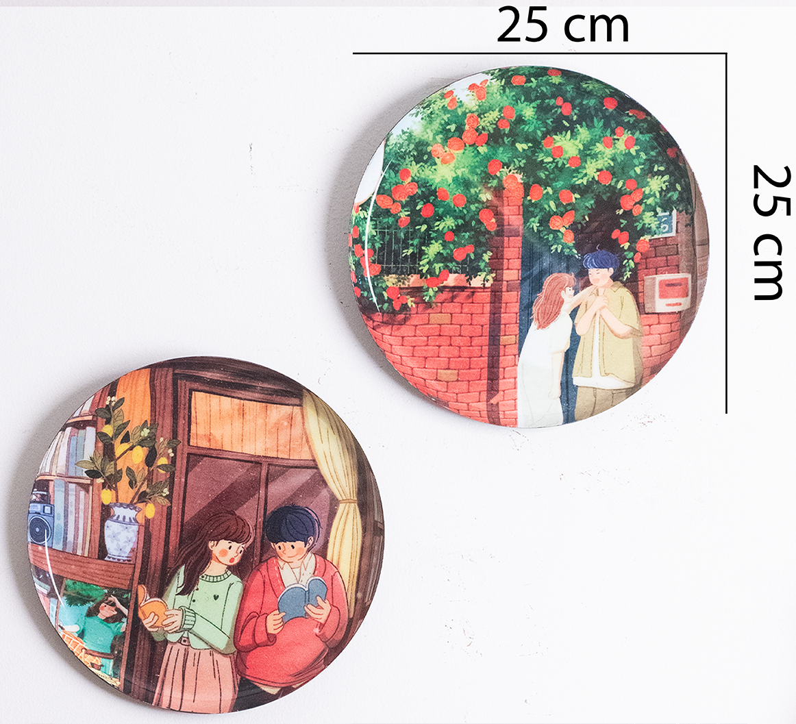 Everyday Romance 5| 10" Metal Wall Hanging Plates with Pre-Attached Hooks (Set of 2)