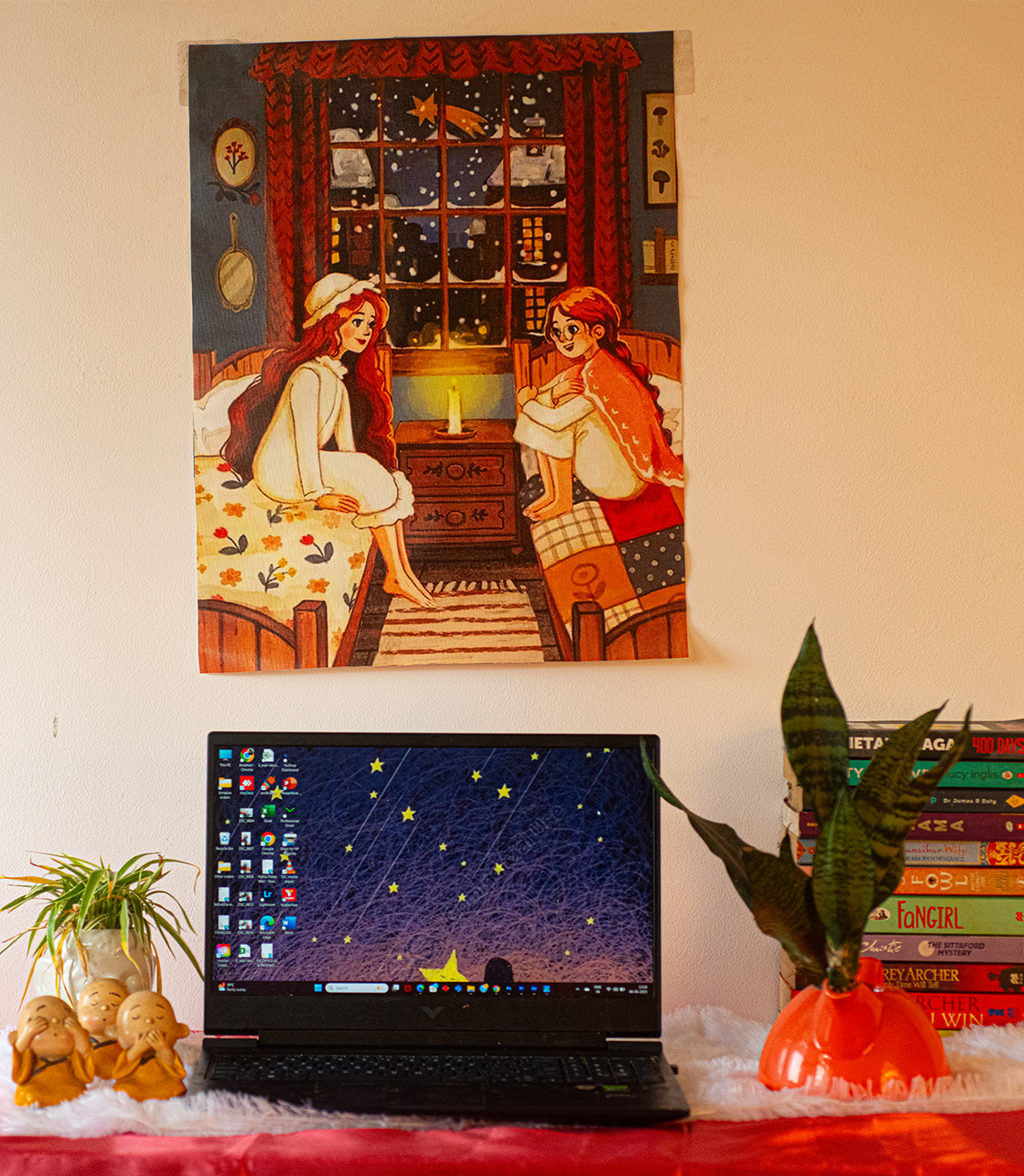 Everyday Life Katha Plate Tapestry • Multicolor • 17″×22″ • Canvas • Wall Décor for Living Room (Dreams and Stories)