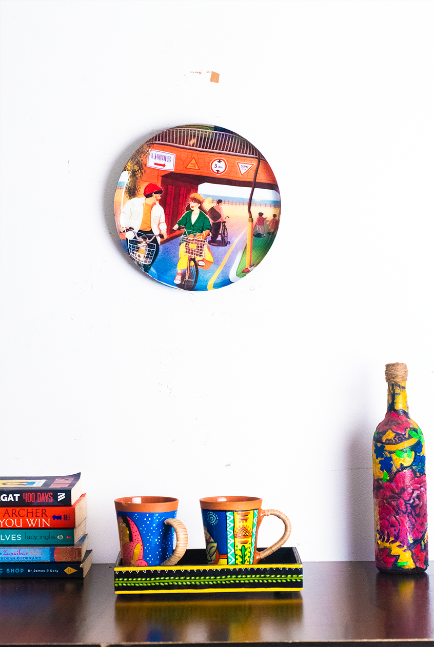 Everyday Romance 1| 10" Metal Wall Hanging Plates with Pre-Attached Hooks (Set of 1)