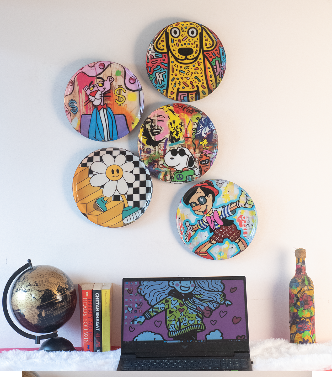 Classic Toons 3 | 10" Metal Wall Hanging Plates with Pre-Attached Hooks (Set of 5)