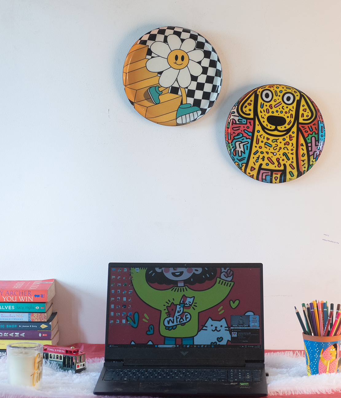 Classic Toons 3| 10" Metal Wall Hanging Plates with Pre-Attached Hooks (Set of 2)