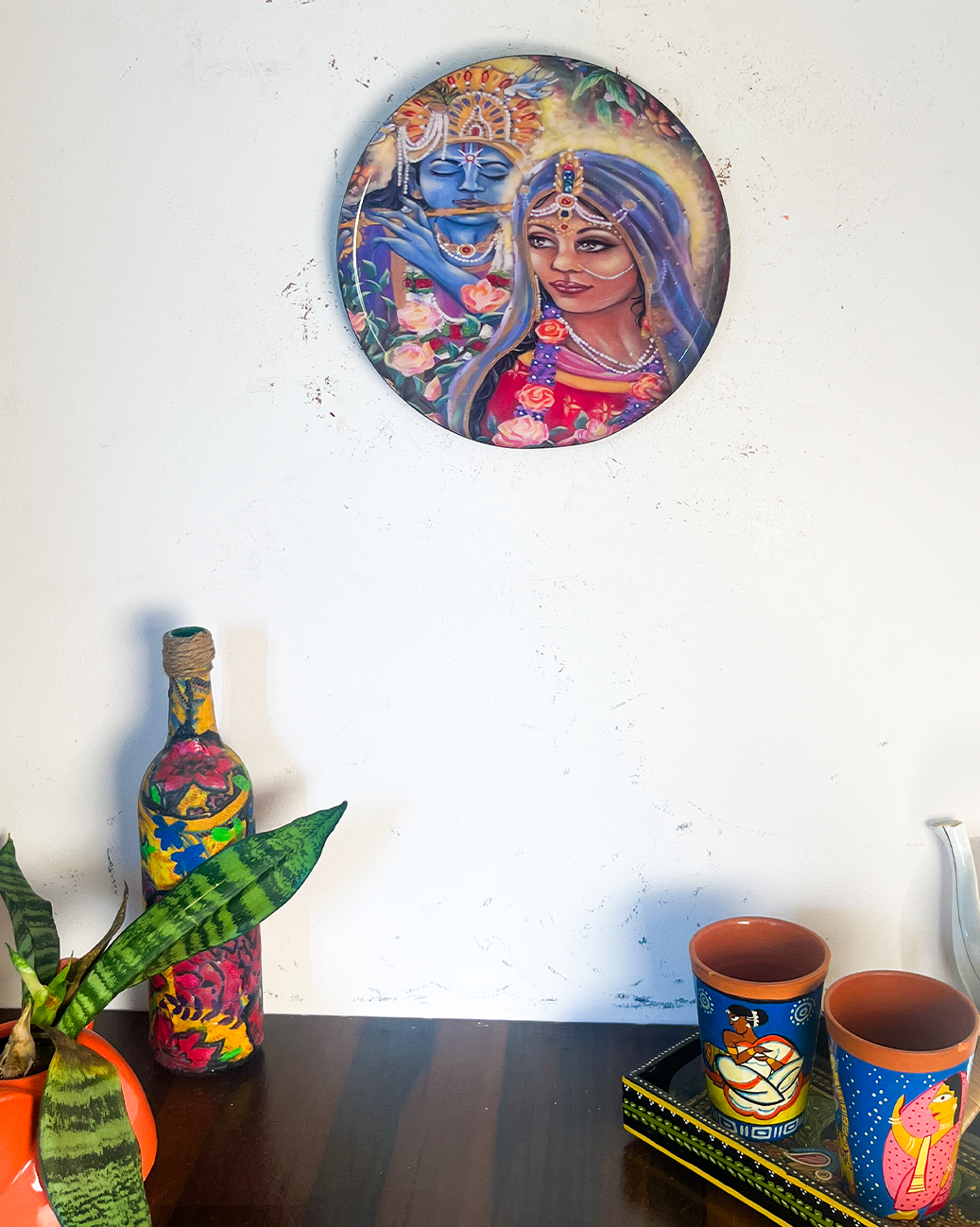 Radha Krishna Kathayein | The Vrindavan Serenity | Wall Décor Plate | 10"