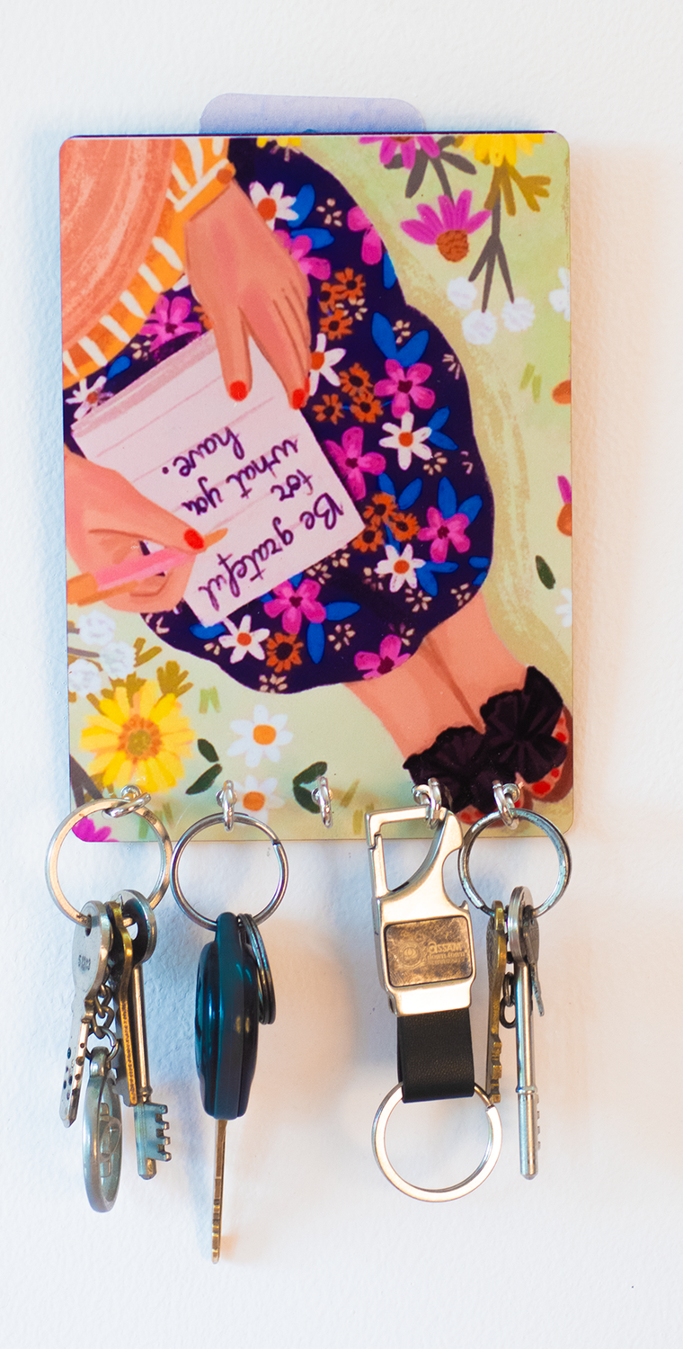 Katha Plates 5-Hook Keyholder • Multicolor • 5″×7″ • MDF • Wall-Mounted for Entryway (Self Love)