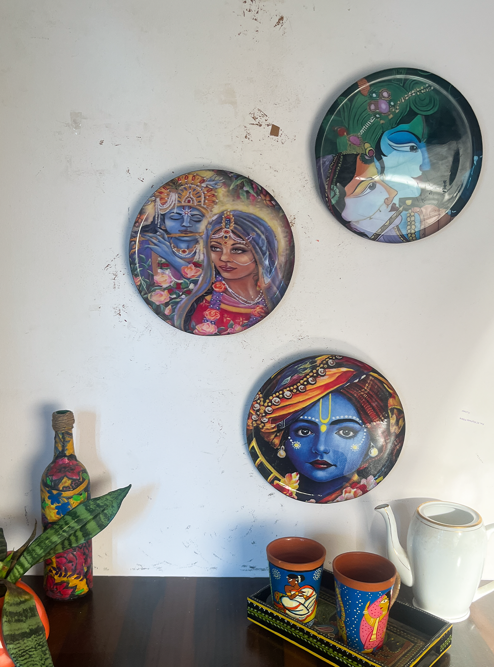 Radha Krishna Kathayein | Raas Leela Triptych | Wall Décor Plates | 10" (Set of 3)