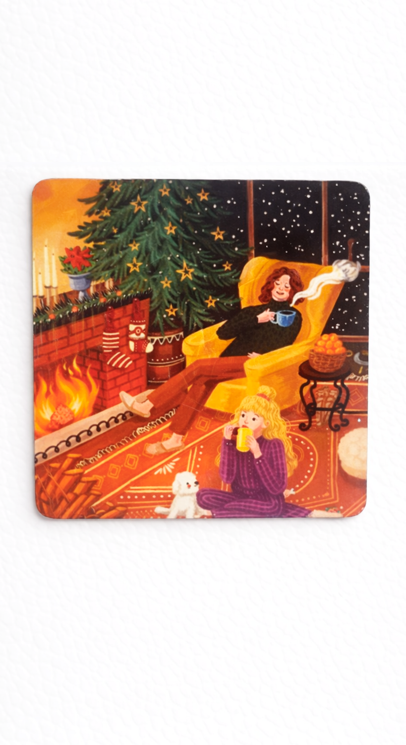 Everyday Moments Fridge Magnet • Multicolor • 4″×4″ • Matte Finish • Everyday Home Décor (Hot Cocoa & Quiet Moments)