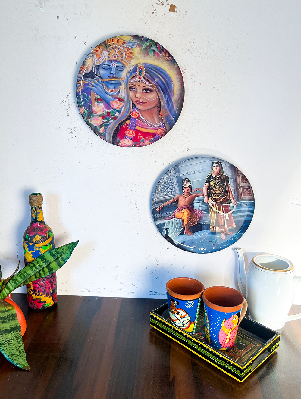 Radha Krishna Kathayein | The Eternal Bond | Wall Décor Plates | 10" (Set of 2)
