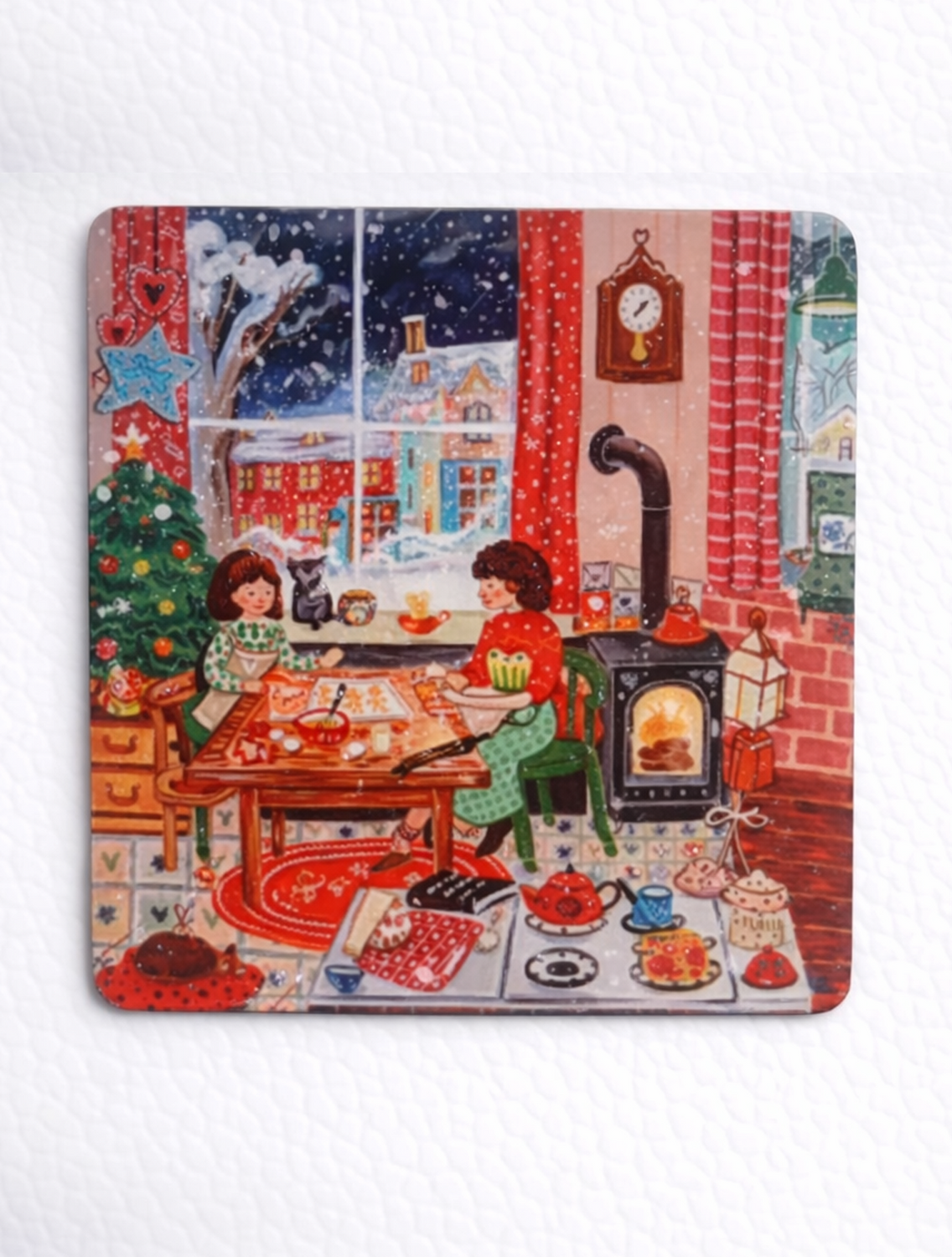 Everyday Moments Fridge Magnet • Multicolor • 4″×4″ • Matte Finish • Everyday Home Décor (Baking by the Winter Window))