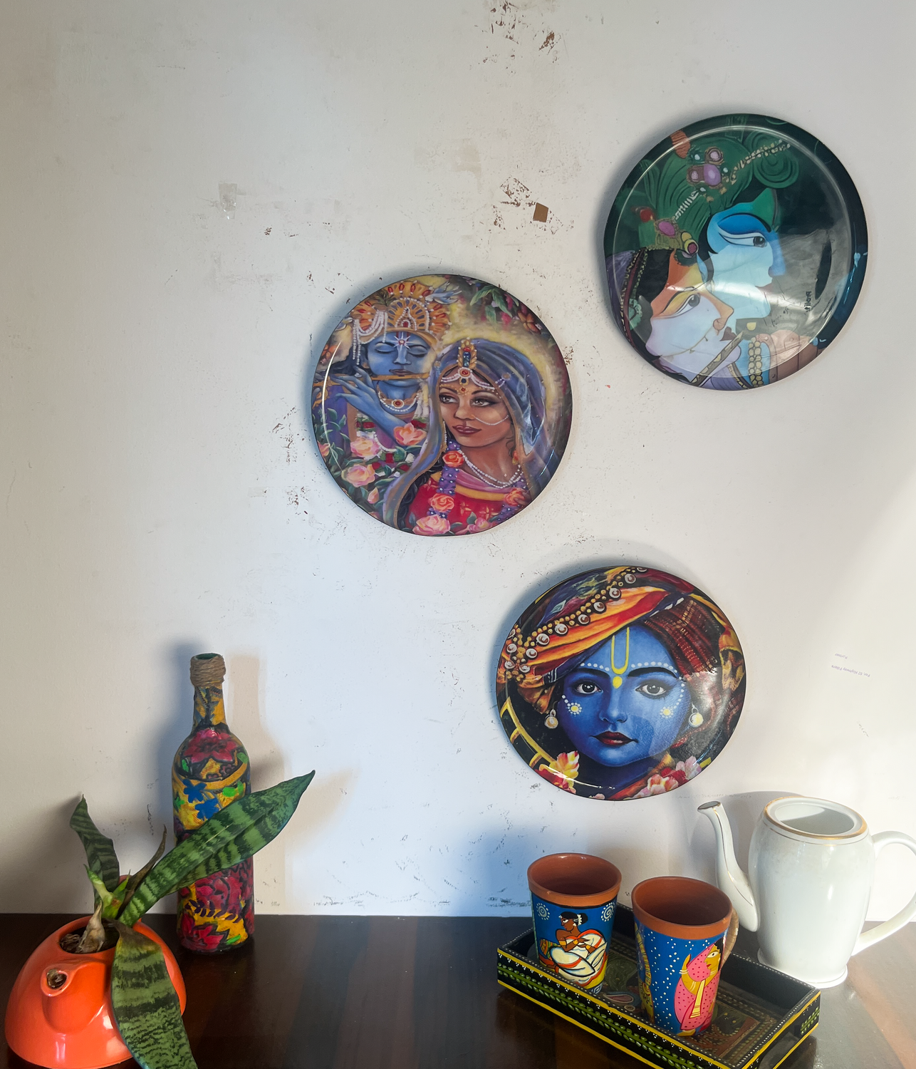 Radha Krishna Kathayein | Vrindavan Reverie| Wall Décor Plates | 10" (Set of 3)