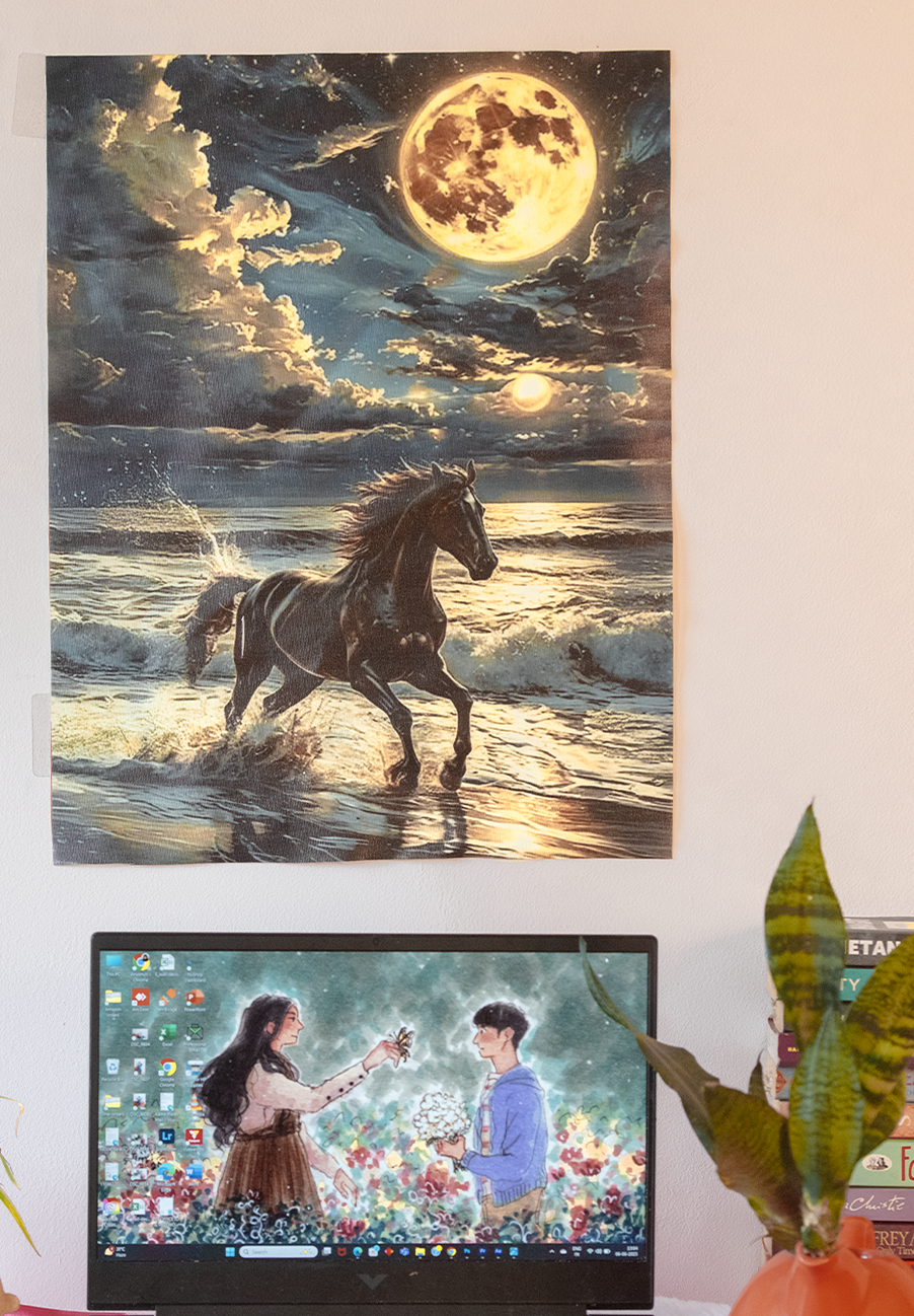 Everyday Life Katha Plate Tapestry • Multicolor • 17″×22″ • Canvas • Wall Décor for Living Room  (Moonlight Gallop)