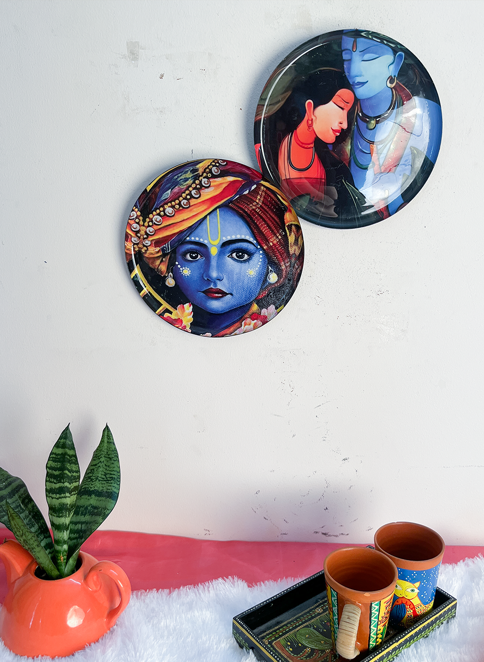 Radha Krishna Kathayein | The Eternal Love | Wall Décor Plates | 10" (Set of 2)