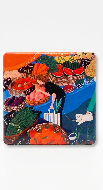 Everyday Moments Fridge Magnet • Multicolor • 4″×4″ • Matte Finish • Everyday Home Décor (A Morning at the Bazaar)