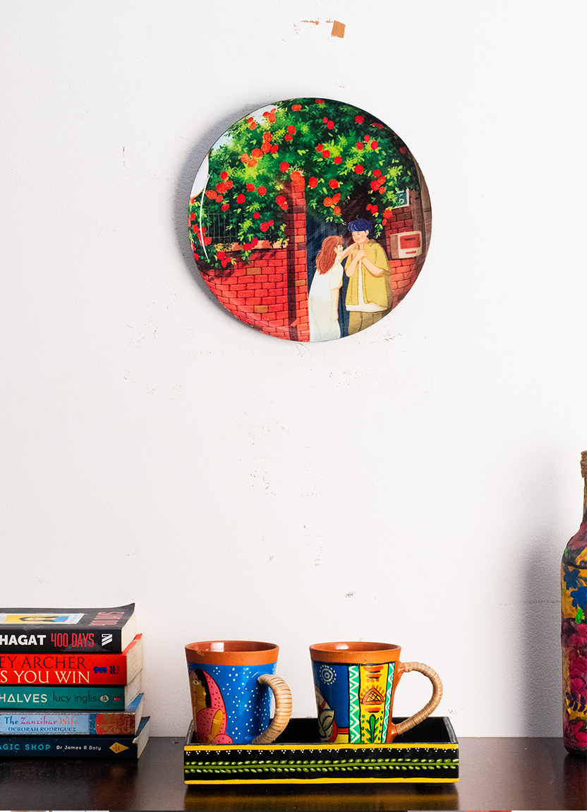 Everyday Romance 6| 10" Metal Wall Hanging Plates with Pre-Attached Hooks (Set of 1)