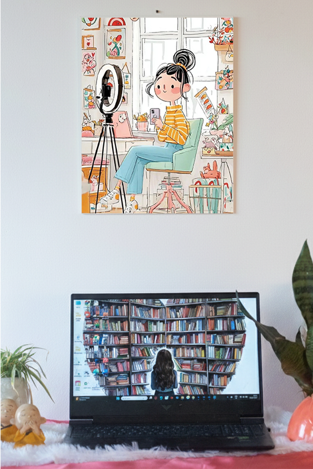 Everyday Life Katha Plate Tapestry • Multicolor • 17″×22″ • Canvas • Wall Décor for Living Room  (Content Haven)