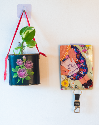 Katha Plates 5-Hook Keyholder • Multicolor • 5″×7″ • MDF • Wall-Mounted for Entryway (Self Love)