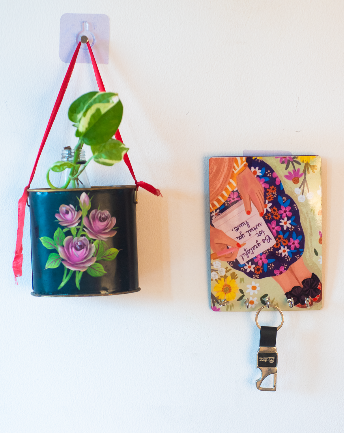Katha Plates 5-Hook Keyholder • Multicolor • 5″×7″ • MDF • Wall-Mounted for Entryway (Self Love)