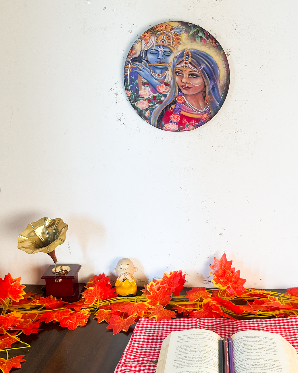 Radha Krishna Kathayein | The Vrindavan Serenity | Wall Décor Plate | 10"