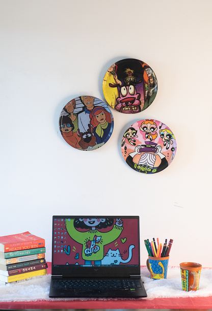 Classic Toons 2| 10" Metal Wall Hanging Plates with Pre-Attached Hooks (Set of 3)