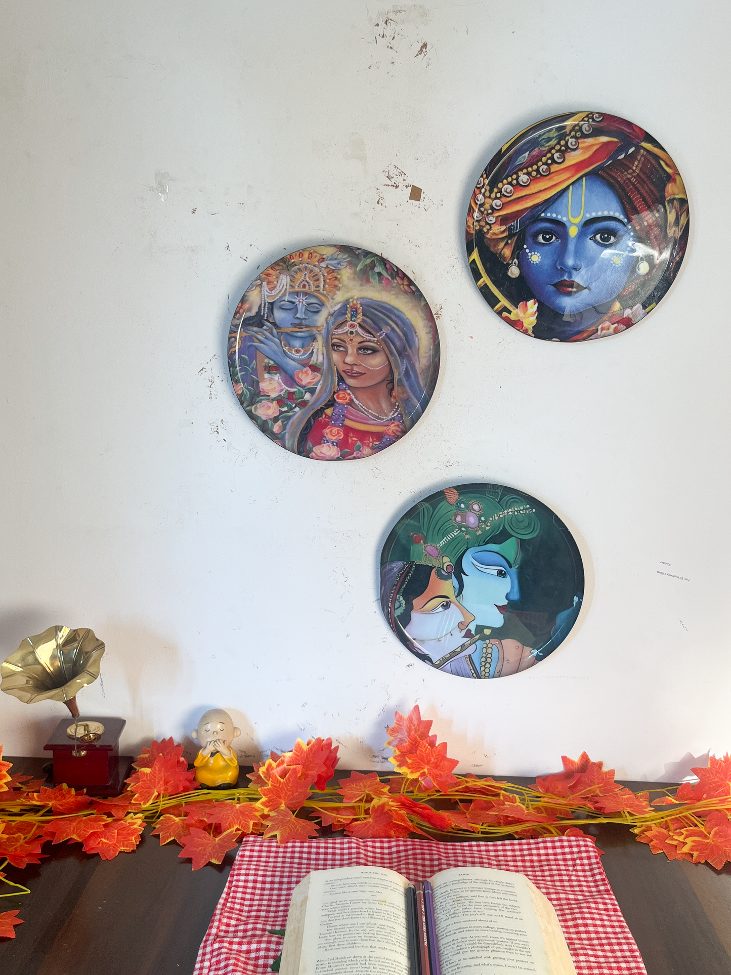 Radha Krishna Kathayein | Vrindavan Reverie| Wall Décor Plates | 10" (Set of 3)
