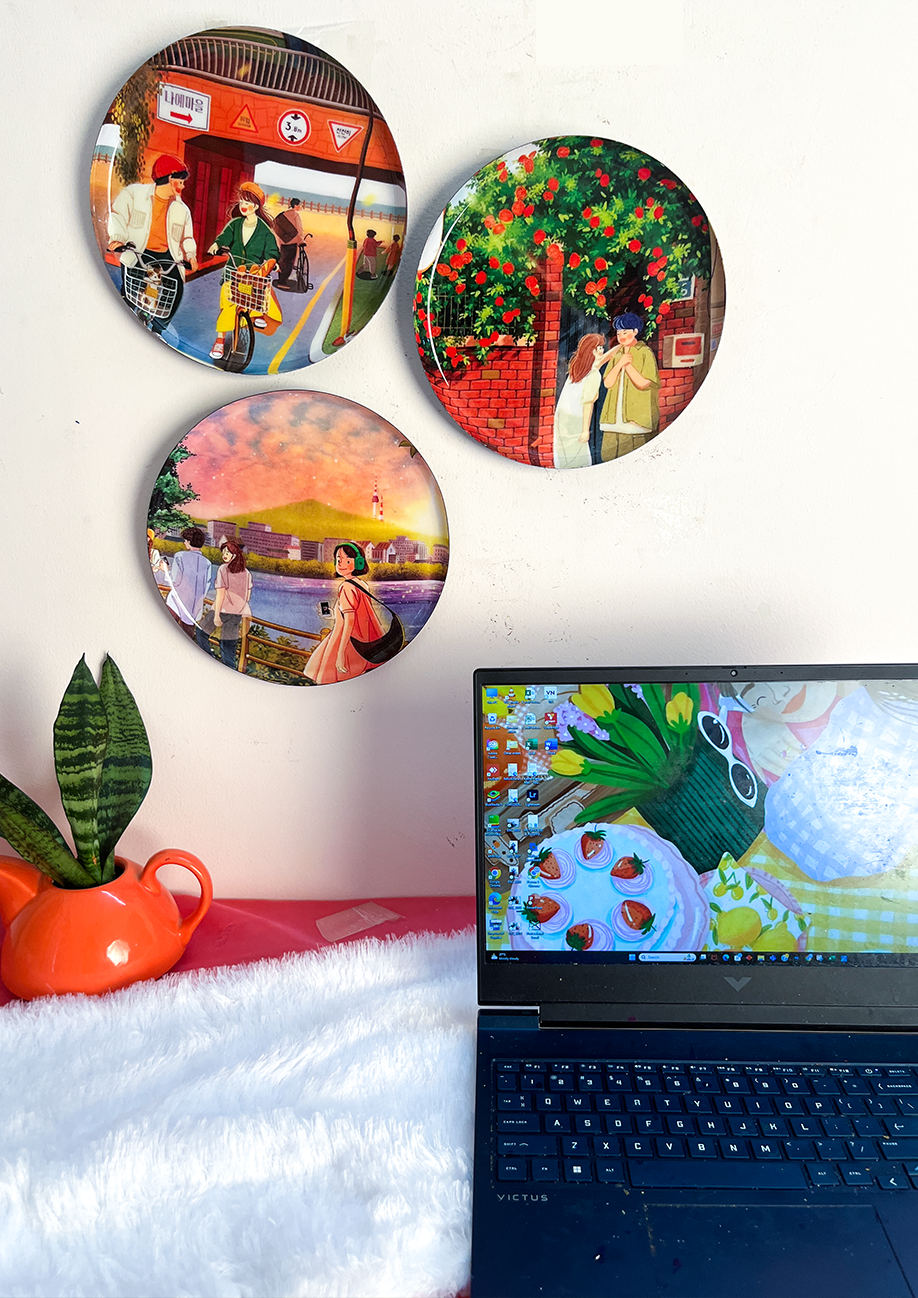 Everyday Romance 3| 10" Metal Wall Hanging Plates with Pre-Attached Hooks (Set of 3)