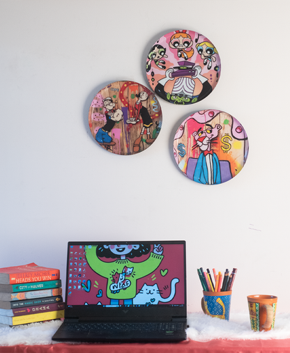 Classic Toons 11| 10" Metal Wall Hanging Plates with Pre-Attached Hooks (Set of 3)