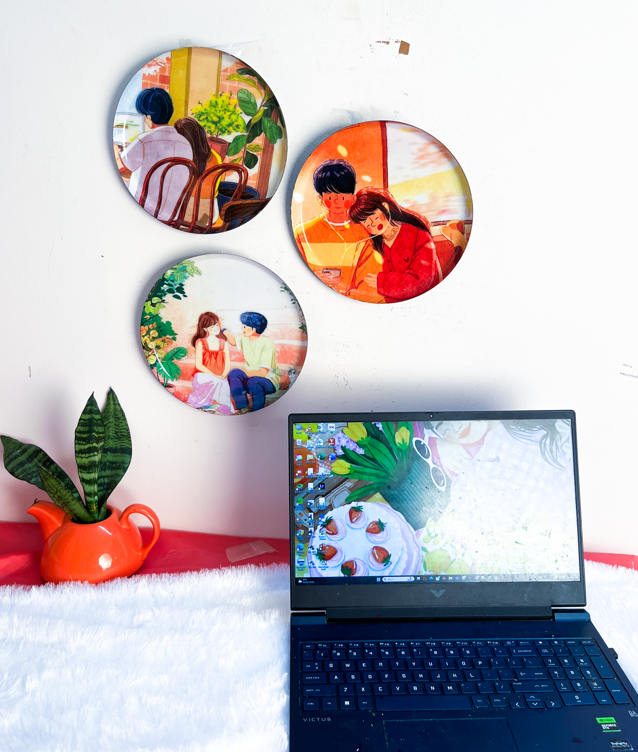 Everyday Romance 6| 10" Metal Wall Hanging Plates with Pre-Attached Hooks (Set of 3)