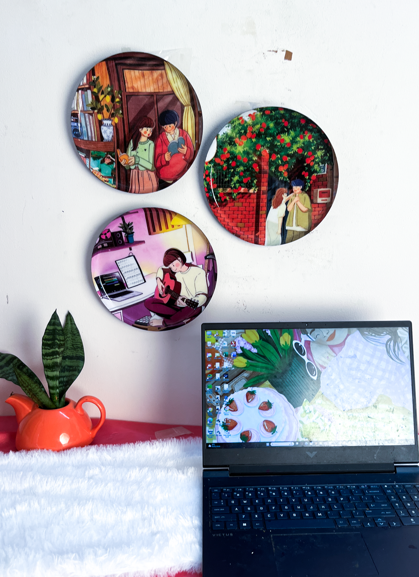 Everyday Romance 4| 10" Metal Wall Hanging Plates with Pre-Attached Hooks (Set of 3)