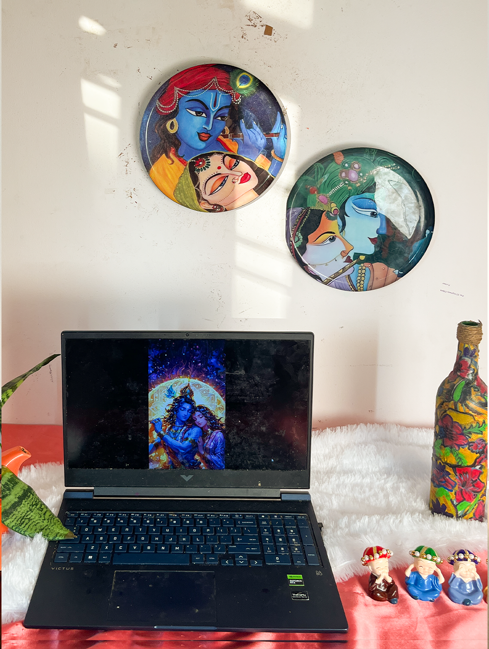 Radha Krishna Kathayein | The Sacred Union | Wall Décor Plates | 10" (Set of 2)