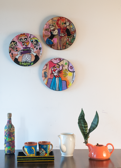 Classic Toons 8| 10" Metal Wall Hanging Plates with Pre-Attached Hooks (Set of 3)