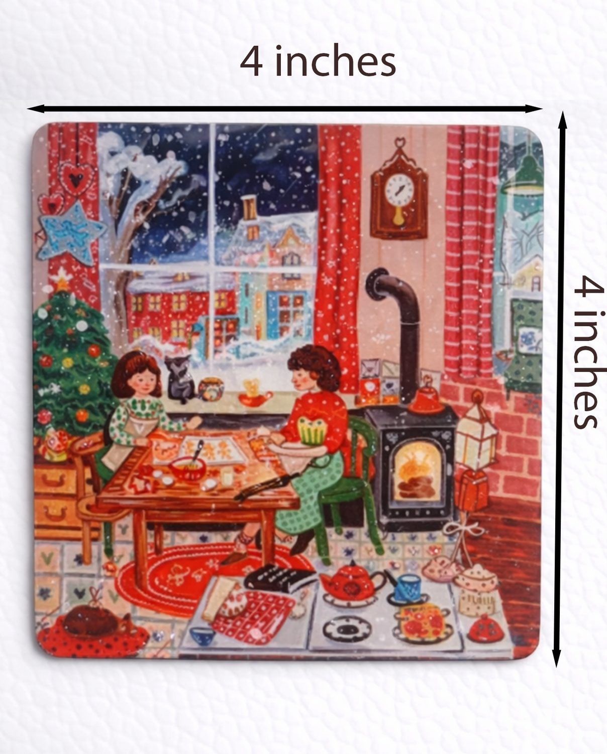 Everyday Moments Fridge Magnet • Multicolor • 4″×4″ • Matte Finish • Everyday Home Décor (Baking by the Winter Window))