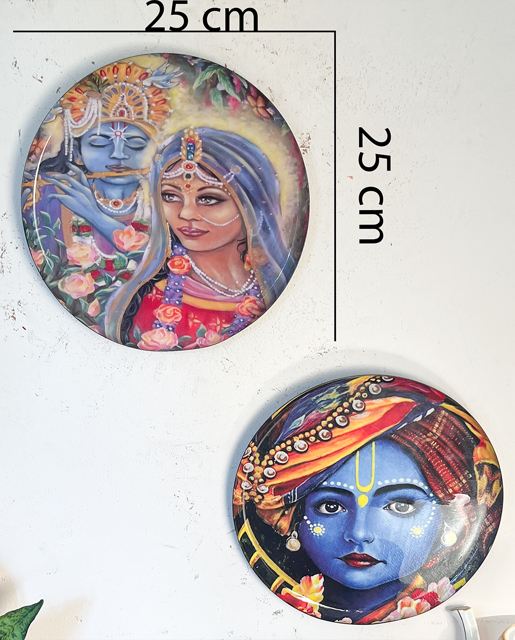 Radha Krishna Kathayein | The Celestial Dance | Wall Décor Plates | 10" (Set of 2)