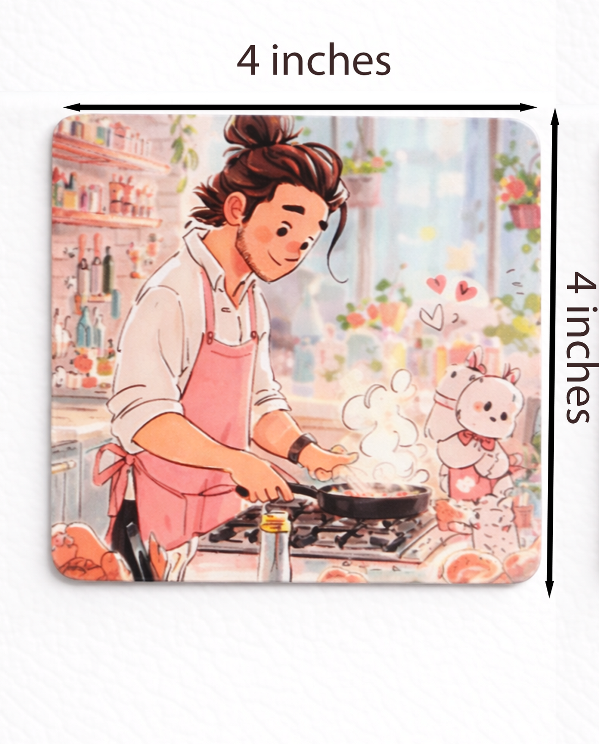 Everyday Moments Fridge Magnet • Multicolor • 4″×4″ • Matte Finish • Everyday Home Décor (Cooking with Love)