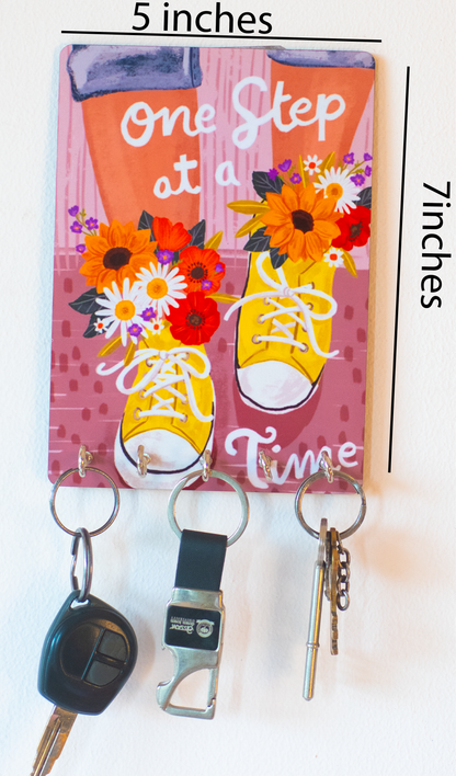 Katha Plates 5-Hook Keyholder • Multicolor • 5″×7″ • MDF • Wall-Mounted for Entryway (One Step at a Time)