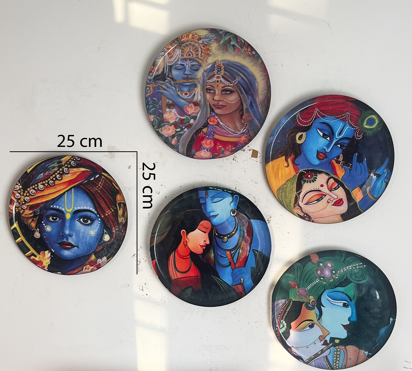 Radha Krishna Kathayein | The Divine Love| Wall Décor Plates | 10" (Set of 5)