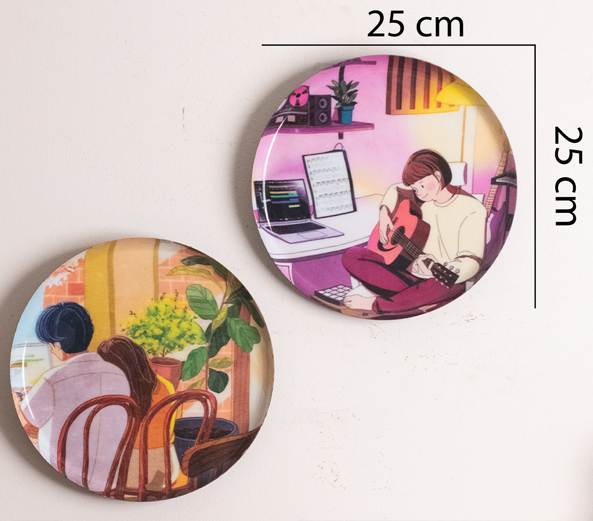 Everyday Romance 2| 10" Metal Wall Hanging Plates with Pre-Attached Hooks (Set of 2)