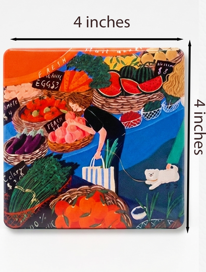 Everyday Moments Fridge Magnet • Multicolor • 4″×4″ • Matte Finish • Everyday Home Décor (A Morning at the Bazaar)