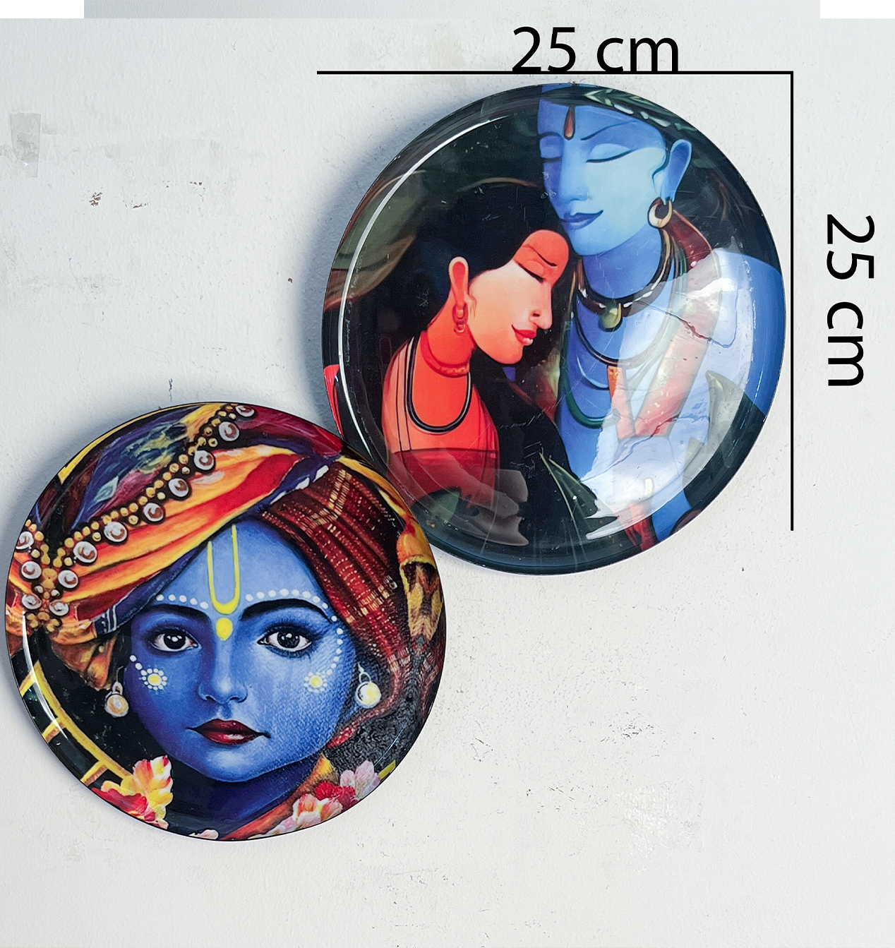 Radha Krishna Kathayein | The Eternal Love | Wall Décor Plates | 10" (Set of 2)