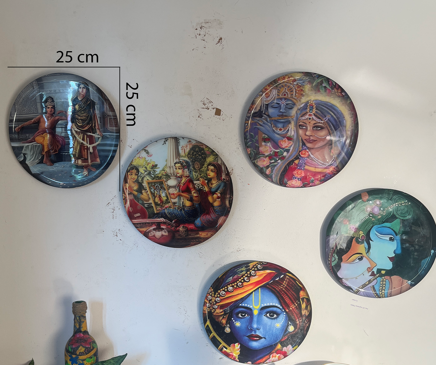 Radha Krishna Kathayein | Sacred Harmony| Wall Décor Plates | 10" (Set of 5)