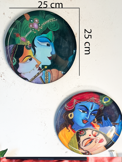 Radha Krishna Kathayein | The Sacred Union | Wall Décor Plates | 10" (Set of 2)