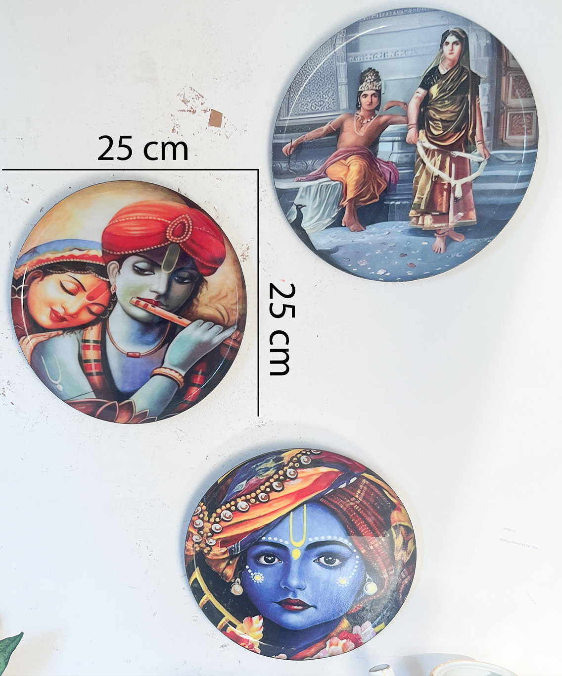 Radha Krishna Kathayein | Raas Leela Triptych | Wall Décor Plates | 10" (Set of 3)