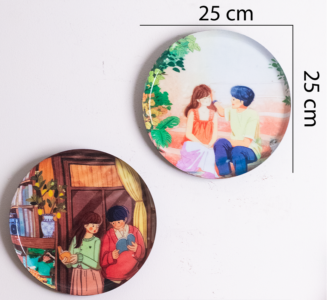 Everyday Romance 4| 10" Metal Wall Hanging Plates with Pre-Attached Hooks (Set of 2)