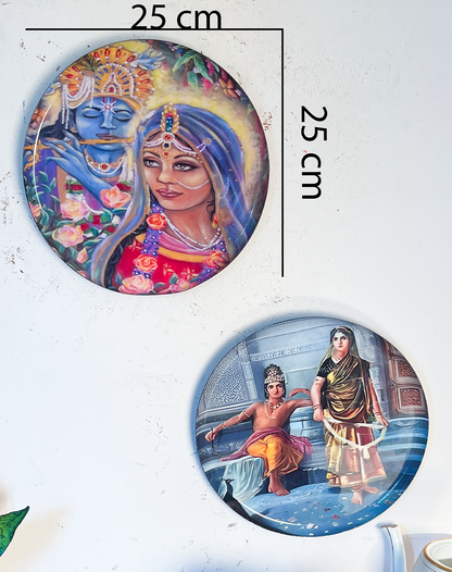 Radha Krishna Kathayein | The Eternal Bond | Wall Décor Plates | 10" (Set of 2)