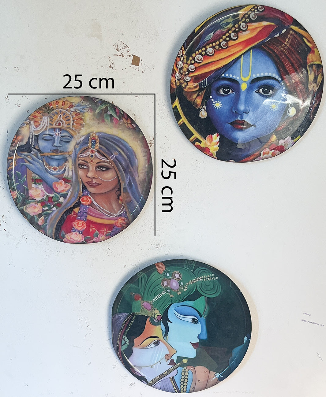 Radha Krishna Kathayein | Vrindavan Reverie| Wall Décor Plates | 10" (Set of 3)