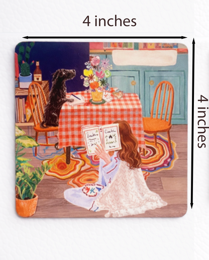 Everyday Moments Fridge Magnet • Multicolor • 4″×4″ • Matte Finish • Everyday Home Décor (Winter Evenings by the Fireplace)