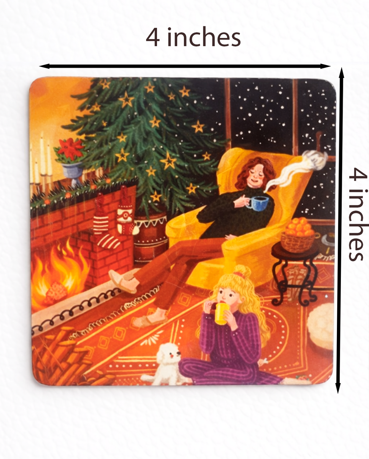 Everyday Moments Fridge Magnet • Multicolor • 4″×4″ • Matte Finish • Everyday Home Décor (Hot Cocoa & Quiet Moments)