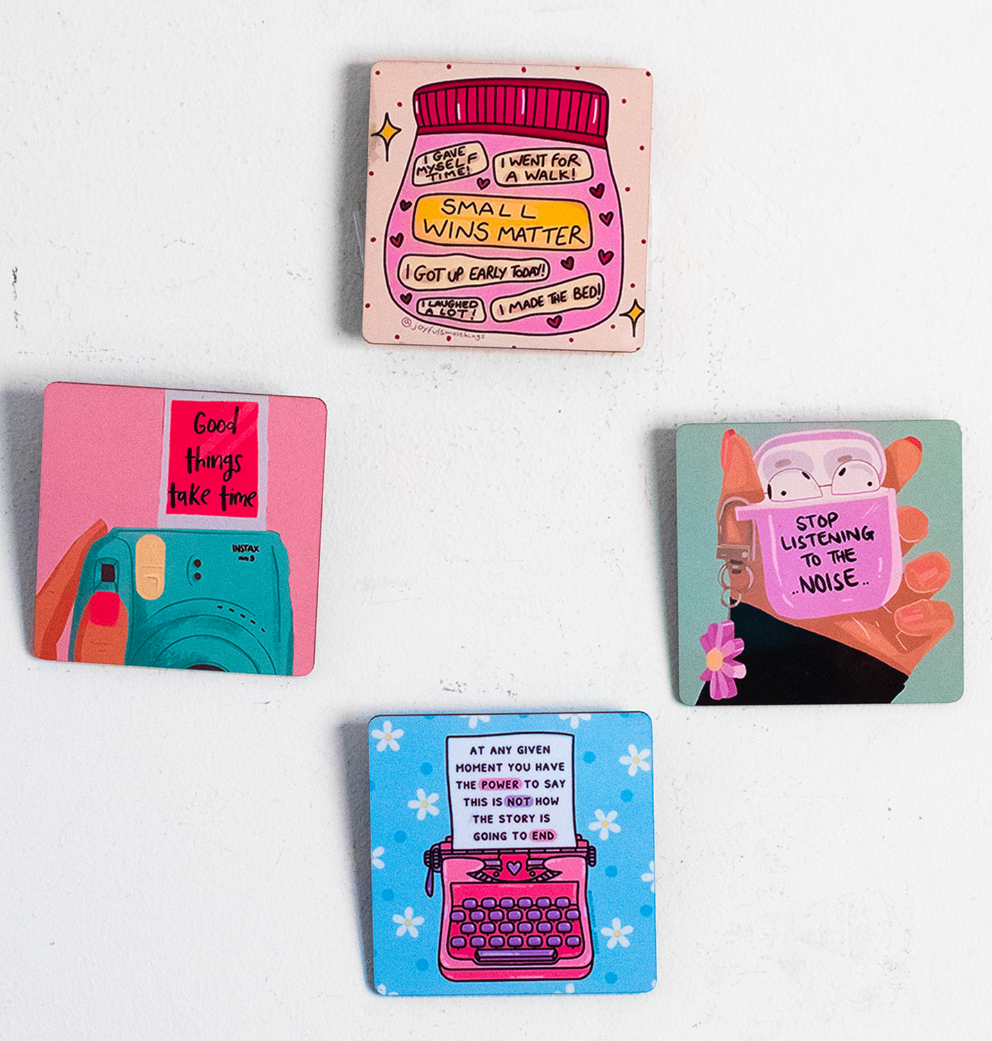 Katha Plates Love Motivation Wall Art • Multicolor • 8″×8″ (Set of 4) • MDF • Ready-to-Hang Wall Décor for Bedroom, Living Room & Office (Love Motivation)