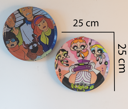 Classic Toons 8| 10" Metal Wall Hanging Plates with Pre-Attached Hooks (Set of 2)